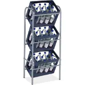 Relaxdays krattenrek - staal - 116 x 50 x 32 cm - opbergrek voor 3 kratten - grijs