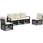 vidaXL Tuinbank Set 5 pcs Zwart poly rattan