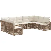 vidaXL Tuinbank Set 9 st Beige poly rattan