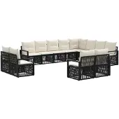 vidaXL Tuinbank Set 12 st Zwart poly rattan