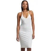 Urban Classics Midi-jurk - Ladies Rib Jersey Neckholder Dress - XS tot XL - voor Vrouwen - gebroken wit | Maat L