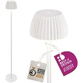 Briloner LED vloerlamp Brilo unplugged Riffle, wit, touchdimmer dimbaar, wit / opaal, Woon-/ Eetkamer, metaal