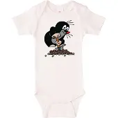 Logoshirt Rompertje/body 'Der Kleine Maulwurf-Print' rookgrijs / pastelroze / zwart