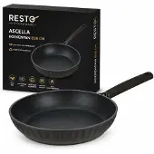 Resto Koekenpan Ø28 cm – PFLUON anti-aanbaklaag – Geschikt voor Inductie & Alle Warmtebronnen – Gerecycled Aluminium – Extra Groot – Ergonomische Handgreep – Ascella 94011 – Zwart