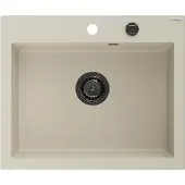 Mexen Elix granieten spoelbak 1-komers 600 x 500 , beige, zwarte sifon- 6525601005-69-B