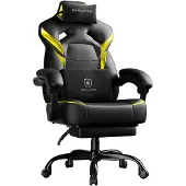GTPLAYER - GamingStoel - 200kg met Voetensteun en Lenden Hoofdkussen - Geel
