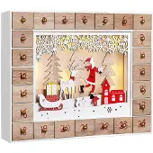 Spiel Werk Adventskalender Kerstman Hout LED