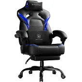 GTPLAYER - GamingStoel - 200kg met Voetensteun en Lenden Hoofdkussen - Blauw