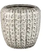 Ptmd Crocco Cream Ceramic Round Pot Croco Pattern L