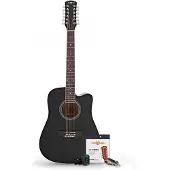 Gear4Music Dreadnought 12 String Acoustic Guitar & Accessory Pack by Black