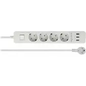 DeLOCK Extension Socket 4-way with Surge Protection and USB charger white
