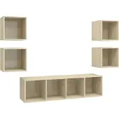 vidaXL 5-delige Tv-meubelset bewerkt hout sonoma eikenkleurig