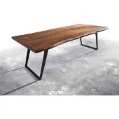 DELIFE Eettafel Edge 260x100 XL acacia bruin metaal schuin Live-Edge