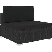 vidaXL Tuinstoel met kussens middensectie poly rattan zwart