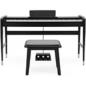 Gear4Music Keynote Contemporary Digital Piano with Bluetooth Stool Pack Matte Black