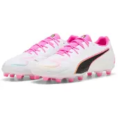Puma King 20 Match Gras / Kunstgras Voetbalschoenen (MG) Wit Felroze Blauw Geel