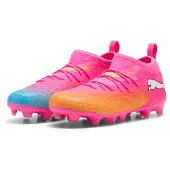 Puma Future 9 Match Gras / Kunstgras Voetbalschoenen (MG) Kids Felroze Blauw Geel