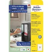 Avery Afneembare ordnerrugetiketten, 10 vel 192 x 38 mm, wit, Inkjetprinter, Laserprinter, Kleurenlaser printer, afneembaar L476 - 2 stuks