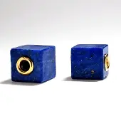 Cavill - Vergulde 925 Sterling Zilveren Hanger - 14 ct Afghaanse Lapis Lazuli Kubus 10x10 mm - Modern Geometrisch Blauw Sieraad MONOSONO COLLECTION