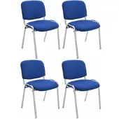 CLP Ken Set van 4 stoelen - Chroom - Stof blauw