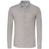 Desoto Casual Slim Fit Jersey overhemd bruin, Bedrukt