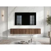 AX Living Barvo TV-kast, 2 deuren, 100 cm, donkerbruin notenhout, Warmia-stijl