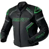 Rst S1 D3O, leren jas geperforeerd ,Zwart/Neon-Groen/Grijs ,XL