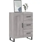vidaXL Dressoir 69,5x34x90 cm bewerkt hout grijs sonoma eikenkleurig