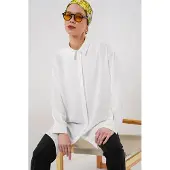 Big Dart Oversized Lange Mouwen Knopen Blouse met Kraag