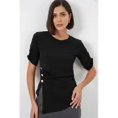 Big Dart Ronde Hals Geknoopte Blouse