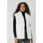 Big Dart Mouflon Fur Sjaalkraag Vest