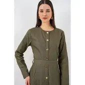 Big Dart Gestrikte Denim Midi-jurk