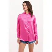 Big Dart Oversized Satijnen Knopenblouse