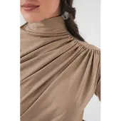 Bigdart Getailleerde Colblouse met Drapé Detail