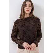 Big Dart Geprinte Flock Crew Neck Blouse