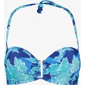 Osaga dames bikinitop met bloemenprint blauw maat L