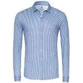 Desoto Slim Fit Jersey overhemd blauw, Gestreept