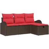 vidaXL Tuinbank Set 4 st Bruin poly rattan