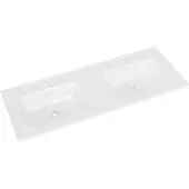 Mueller August dubbele wastafel 120cm twee kraangaten mat wit