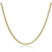 Glow 102.8412.45 Dames Ketting - Collier - Sieraad - Schakelketting - Zilver - Goudkleurig - 925 Zilver - Slang - 4 mm breed - 45 cm lang