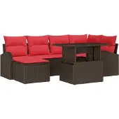 vidaXL Tuinbank Set 7 st Bruin Poly rattan