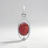Cavill - Zilveren Hanger - 925 Sterling Zilver Rhodochrosiet 10 ct Ovaal Cabochon 16x12 mm - Elegante Natuursteen Sieraden