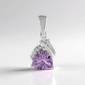 Cavill - Zilveren hanger - 925 Sterling zilver platina geplateerd - 0,83 ct triljant lavendel amethist - 0,06 ct zirkonen - luxe filigrain design