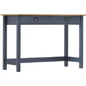 vidaXL Wandtafel Hill 2 lades 110x45x74 cm massief grenenhout grijs