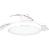 Philips LED plafondventilator Bliss, glanzend wit, DC, stil dimbaar, wit / opaal, Woon-/ Eetkamer, metaal, Modern
