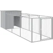 vidaXL Hondenhok met ren 110x405x110 cm staal lichtgrijs