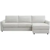 Vente-unique Omkeerbare hoekslaapbank express in beige stof - Slaapoppervlak 140 cm MILAVO
