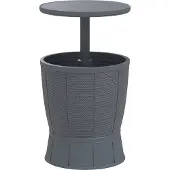 Outsunny Patio Bijzettafel Kunststof Ø49 x 58-84H cm Grijs