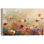 Reinders Schilderij Bloeiend Veld - 90 x 60 - Hout -