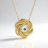 Cavill - 925 Sterling Zilver Halsketting - Vergulde Ketting met 1 8 ct Groene Amethist - Rond 8 mm Braziliaans Edelsteen - Elegante Sieraden 45 7 cm